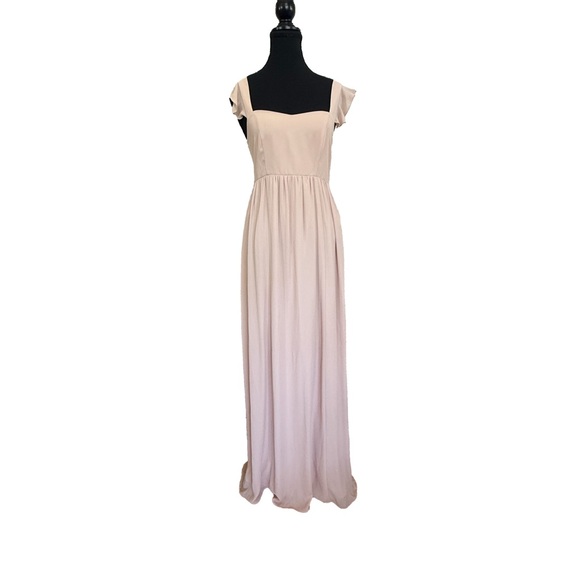 Show Me Your Mumu June Maxi Dress Medium Soft Beige Ruffle Straps Empire Waist - Picture 1 of 7